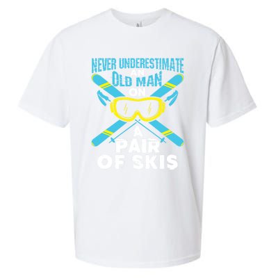 Never Underestimate An Old On A Pair Of Skis Ski Grandpa Cute Gift Sueded Cloud Jersey T-Shirt