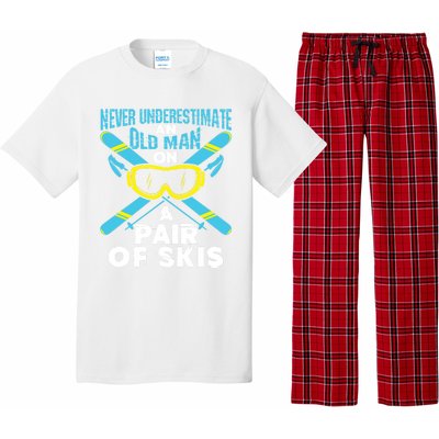 Never Underestimate An Old On A Pair Of Skis Ski Grandpa Cute Gift Pajama Set