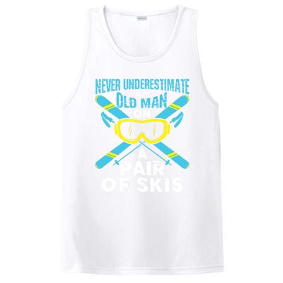 Never Underestimate An Old On A Pair Of Skis Ski Grandpa Cute Gift PosiCharge Competitor Tank