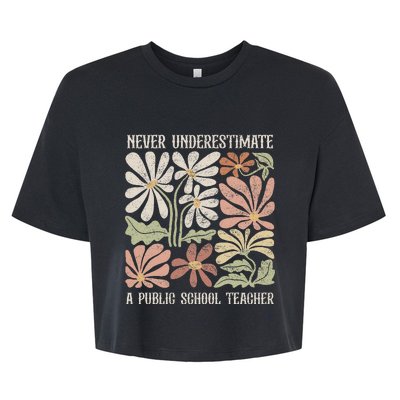 Never Underestimate A Public School Teacher Tim Walz Kamala Bella+Canvas Jersey Crop Tee