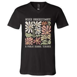 Never Underestimate A Public School Teacher Tim Walz Kamala V-Neck T-Shirt