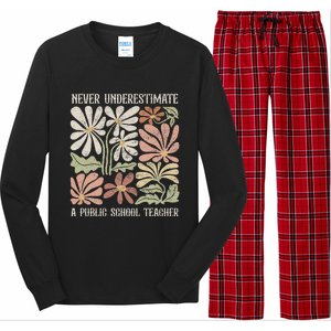 Never Underestimate A Public School Teacher Tim Walz Kamala Long Sleeve Pajama Set