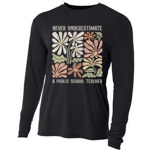 Never Underestimate A Public School Teacher Tim Walz Kamala Cooling Performance Long Sleeve Crew