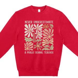 Never Underestimate A Public School Teacher Tim Walz Kamala Premium Crewneck Sweatshirt