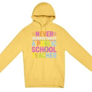 Never Underestimate A Public School Teacher Public Education Gift Premium Pullover Hoodie