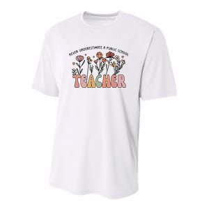 Never Underestimate A Public School Teacher Youth Performance Sprint T-Shirt