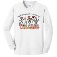 Never Underestimate A Public School Teacher Kids Long Sleeve Shirt