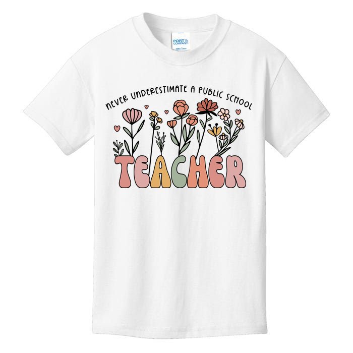 Never Underestimate A Public School Teacher Kids T-Shirt