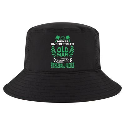 Never Underestimate An Old Man Pickleball Gift For Team Sport Cool Comfort Performance Bucket Hat