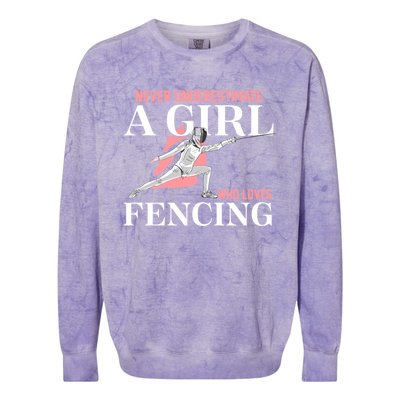 Never Underestimate A Who Loves Fencing Sword Epee Gift Great Gift Colorblast Crewneck Sweatshirt