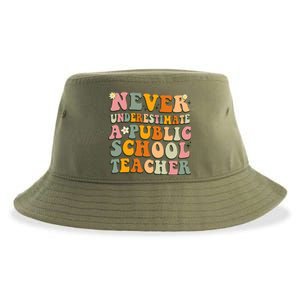 Never Underestimate A Public School Teacher Cute Gift Sustainable Bucket Hat