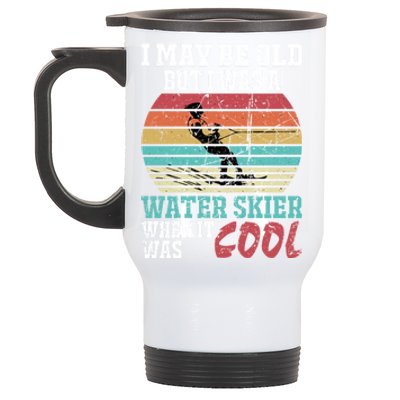 Never Underestimate An Old On A Ski Skiing Skier Cool Gift Stainless Steel Travel Mug