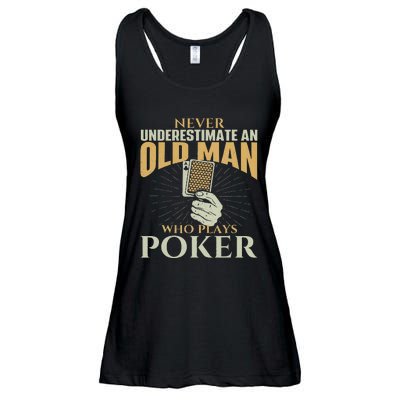 Never Underestimate An Old Man Who Plays Poker Card Player Ladies Essential Flowy Tank