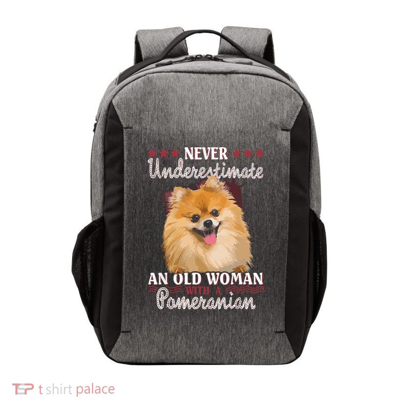 Never Underestimate An Old Woman With Pomeranian Vector Backpack