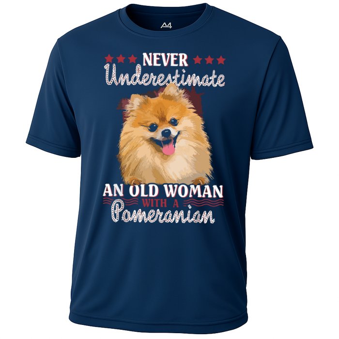 Never Underestimate An Old Woman With Pomeranian Cooling Performance Crew T-Shirt