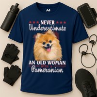 Never Underestimate An Old Woman With Pomeranian Cooling Performance Crew T-Shirt