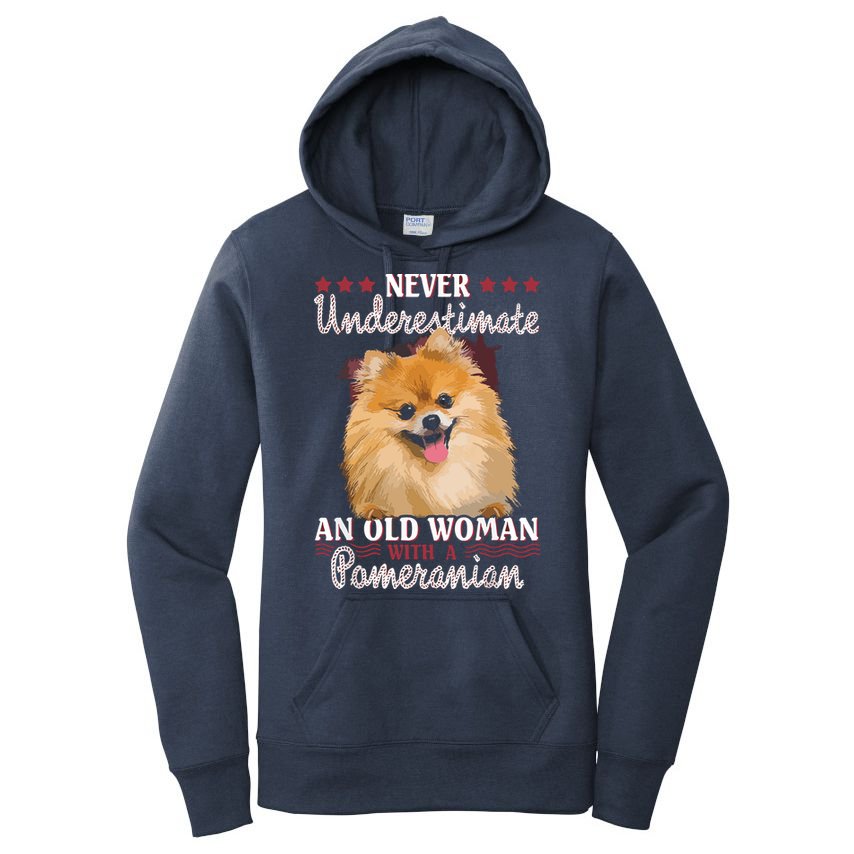 Never Underestimate An Old Woman With Pomeranian Women's Pullover Hoodie