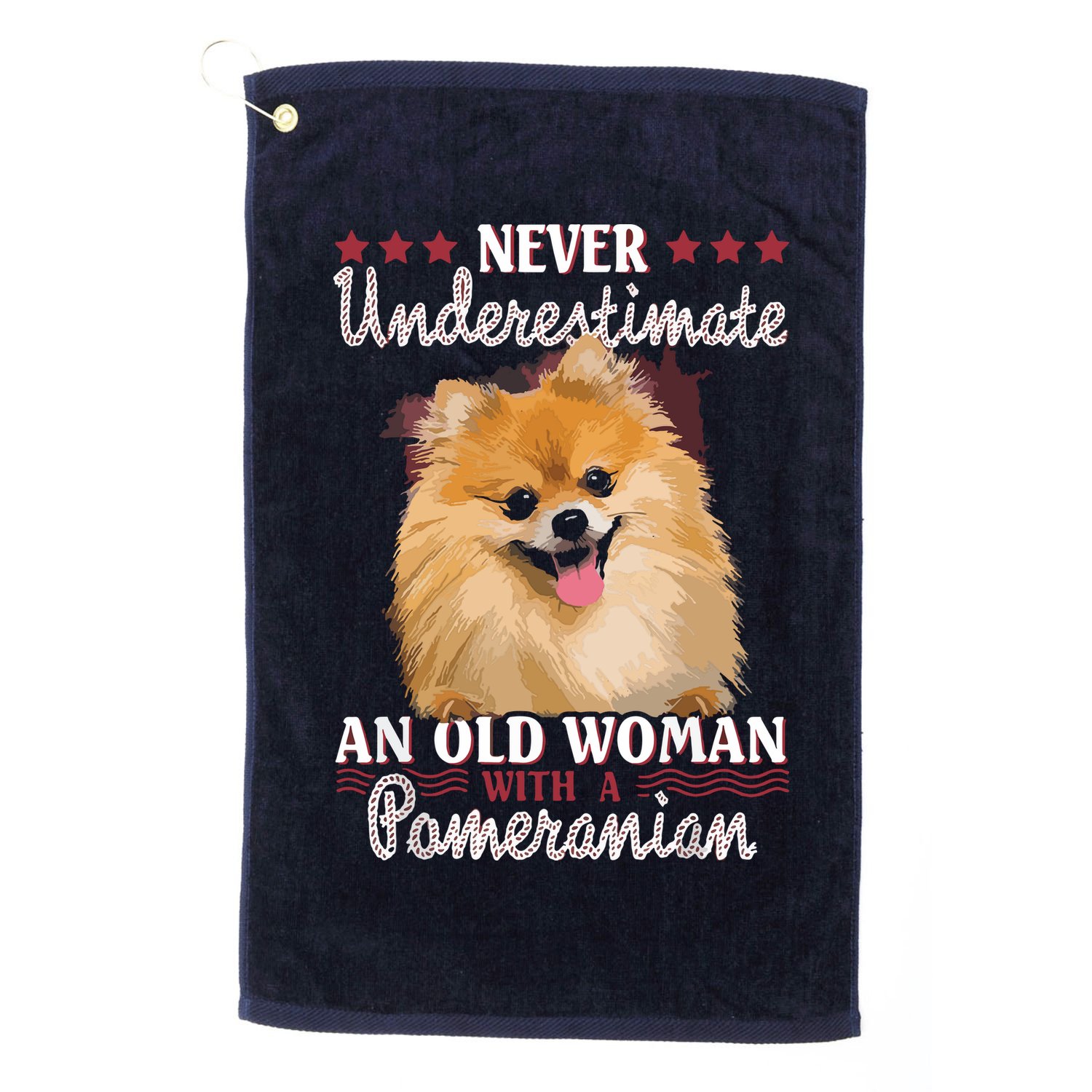 Never Underestimate An Old Woman With Pomeranian Golf Towel