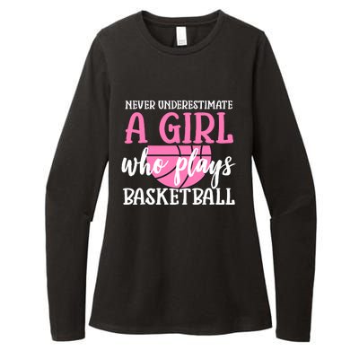 Never Underestimate A Girl Who Plays Basketball Girl Power Womens CVC Long Sleeve Shirt