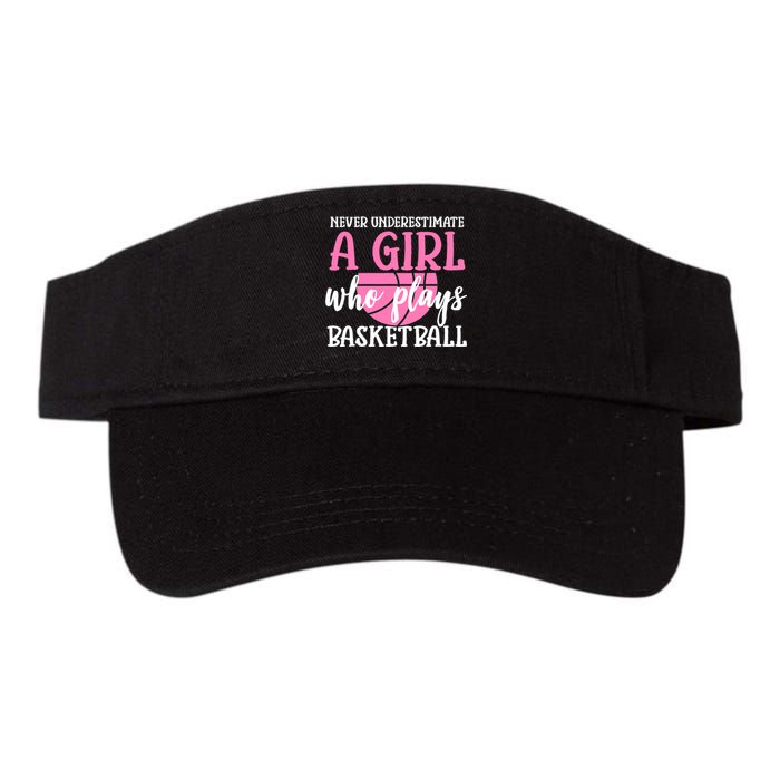 Never Underestimate A Girl Who Plays Basketball Girl Power Valucap Bio-Washed Visor