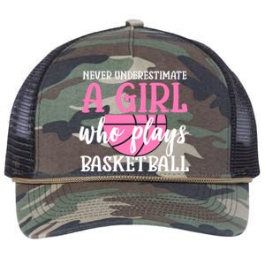 Never Underestimate A Girl Who Plays Basketball Girl Power Retro Rope Trucker Hat Cap