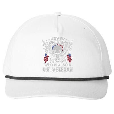 Never Underestimate An Old Who Is Also A U S Veteran Gift Snapback Five-Panel Rope Hat