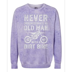 Never Underestimate An Old Man With A Dirt Bike Father's Day Colorblast Crewneck Sweatshirt