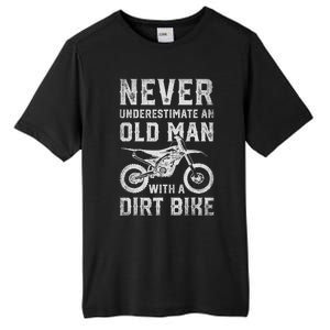 Never Underestimate An Old Man With A Dirt Bike Father's Day Tall Fusion ChromaSoft Performance T-Shirt