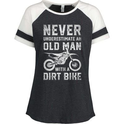 Never Underestimate An Old Man With A Dirt Bike Father's Day Enza Ladies Jersey Colorblock Tee