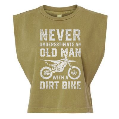 Never Underestimate An Old Man With A Dirt Bike Father's Day Garment-Dyed Women's Muscle Tee