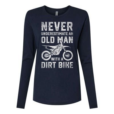 Never Underestimate An Old Man With A Dirt Bike Father's Day Womens Cotton Relaxed Long Sleeve T-Shirt