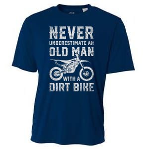 Never Underestimate An Old Man With A Dirt Bike Father's Day Cooling Performance Crew T-Shirt