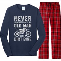 Never Underestimate An Old Man With A Dirt Bike Father's Day Long Sleeve Pajama Set