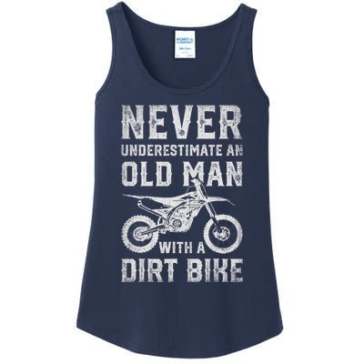 Never Underestimate An Old Man With A Dirt Bike Father's Day Ladies Essential Tank