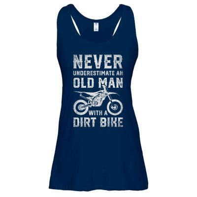 Never Underestimate An Old Man With A Dirt Bike Father's Day Ladies Essential Flowy Tank