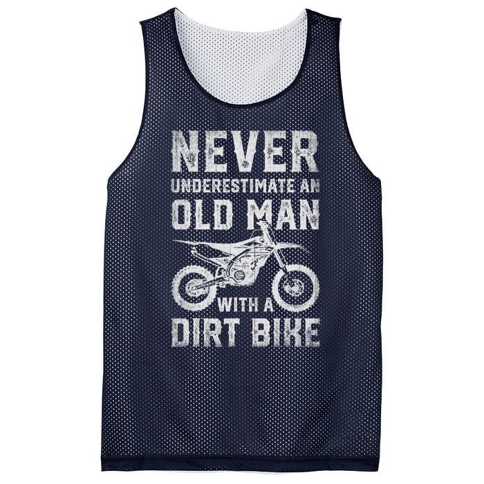 Never Underestimate An Old Man With A Dirt Bike Father's Day Mesh Reversible Basketball Jersey Tank