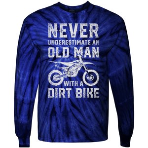 Never Underestimate An Old Man With A Dirt Bike Father's Day Tie-Dye Long Sleeve Shirt