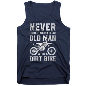 Never Underestimate An Old Man With A Dirt Bike Father's Day Tank Top