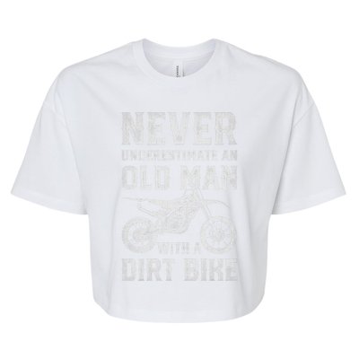 Never Underestimate An Old Man With A Dirt Bike Father's Day Bella+Canvas Jersey Crop Tee