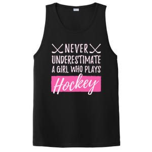 Never Underestimate A Who Plays Ice Hockey Hockey Gift PosiCharge Competitor Tank