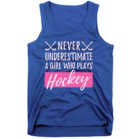 Never Underestimate A Who Plays Ice Hockey Hockey Gift Tank Top