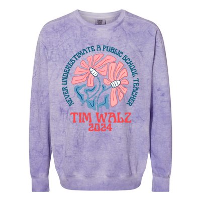 Never Underestimate A Public School Teacher Colorblast Crewneck Sweatshirt