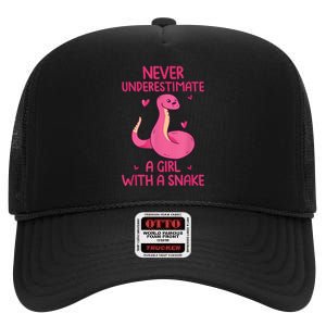 Never Underestimate A Girl With A Snake Quote High Crown Mesh Back Trucker Hat