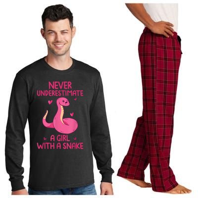 Never Underestimate A Girl With A Snake Quote Long Sleeve Pajama Set