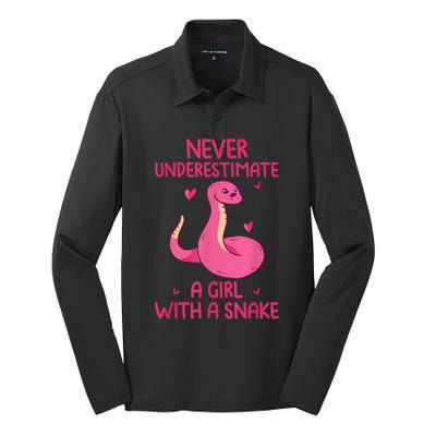 Never Underestimate A Girl With A Snake Quote Silk Touch Performance Long Sleeve Polo