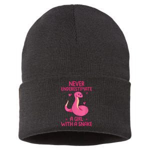 Never Underestimate A Girl With A Snake Quote Sustainable Knit Beanie