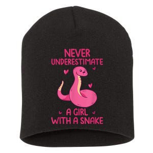 Never Underestimate A Girl With A Snake Quote Short Acrylic Beanie