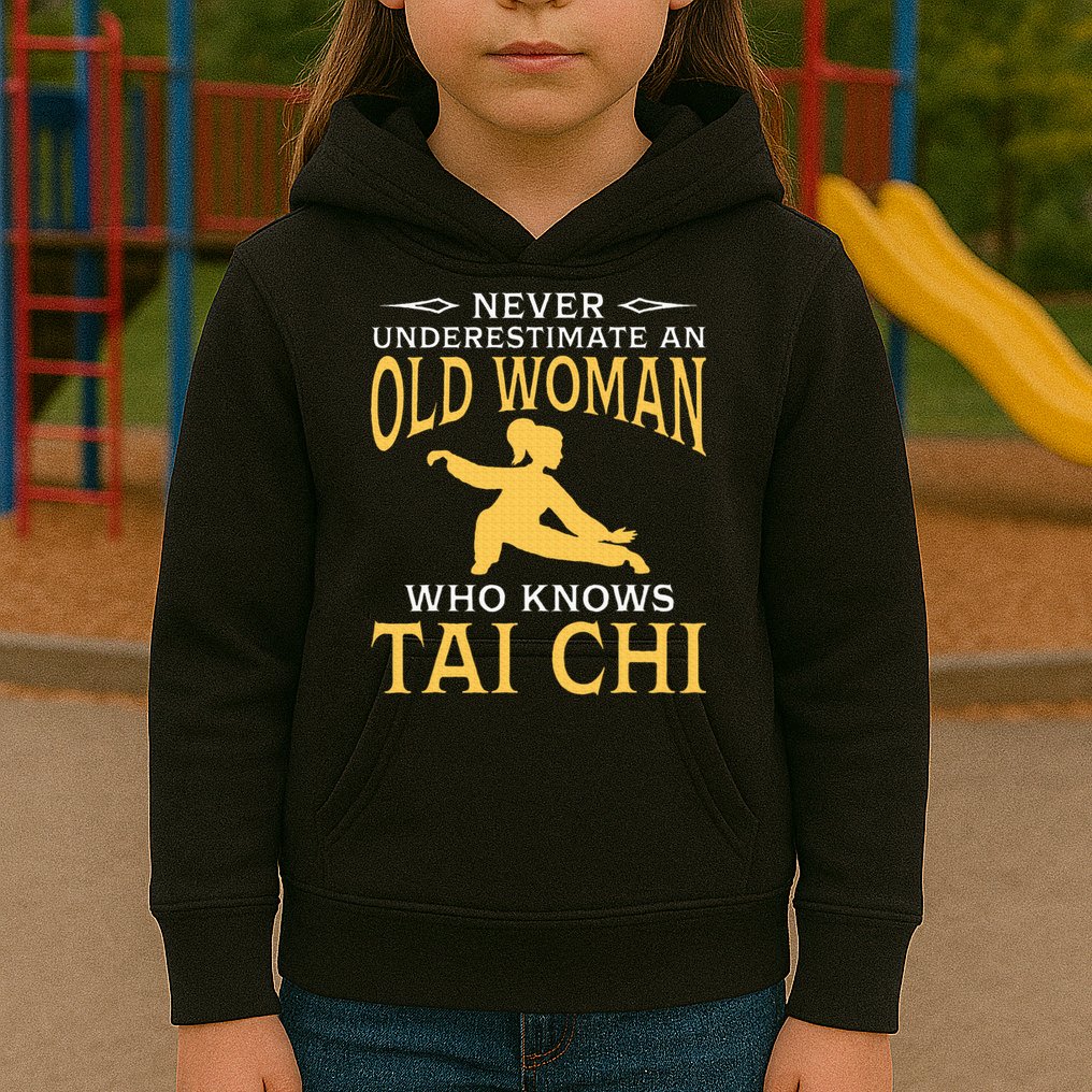 Never Underestimate An Old Woman Who Knows Tai Chi Kids Hoodie