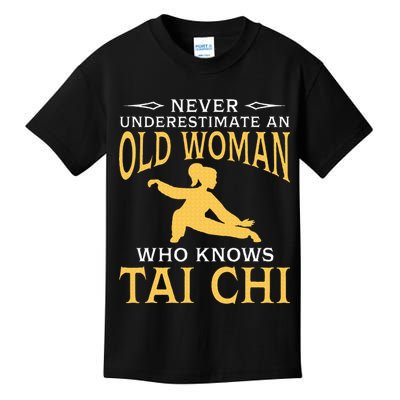 Never Underestimate An Old Woman Who Knows Tai Chi Kids T-Shirt
