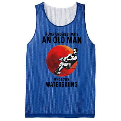 Never Underestimate An Old Who Loves Water Skiing Gift Mesh Reversible Basketball Jersey Tank